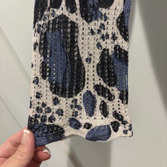 Alberto Makali Cardigan Women Small Blue Silk Blend Leopard Open Front Light - Picture 5 of 10